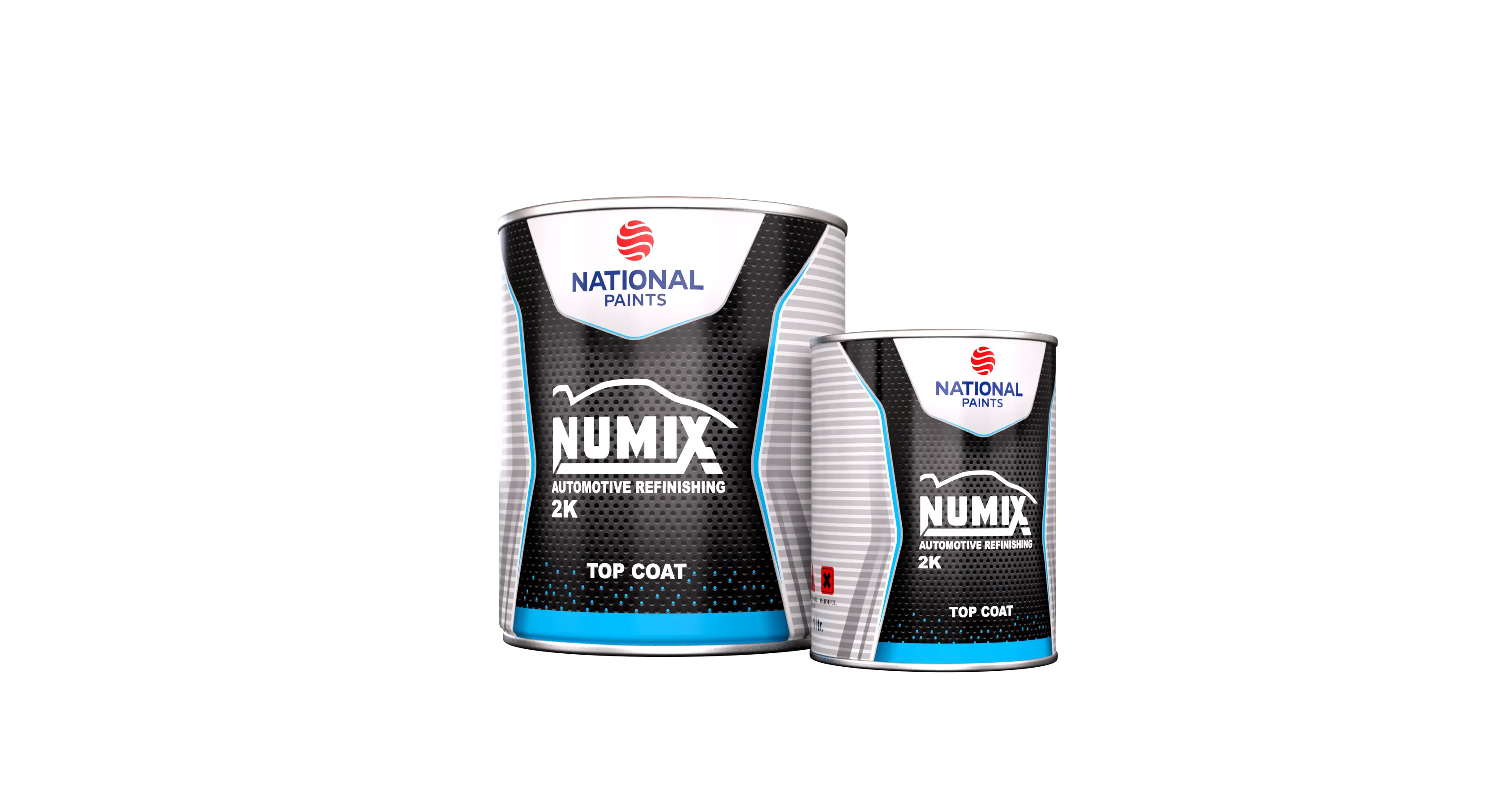 Numix topcoat paint supplied in two distinct can sizes
